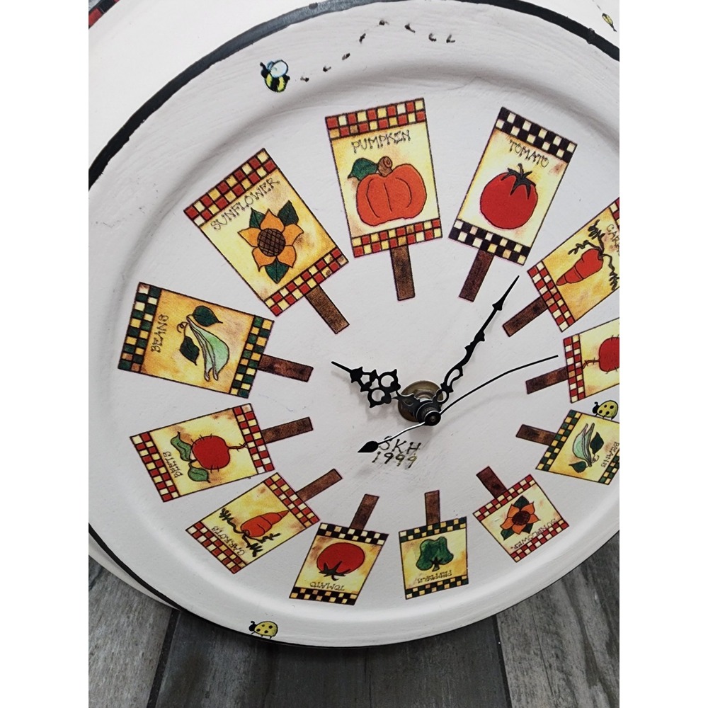 Vintage Hand Painted Vegetable Plate Wall Clock Rustic Country Kitchen Decor 99 - Picture 7 of 9